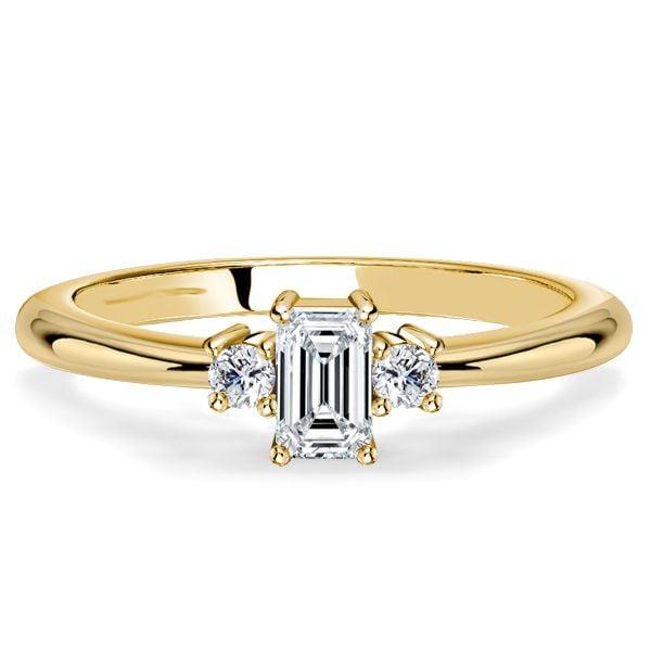 Baguette Cut Three Stone Ring, 18K Gold Plated Sterling Silver Travel Wedding Band