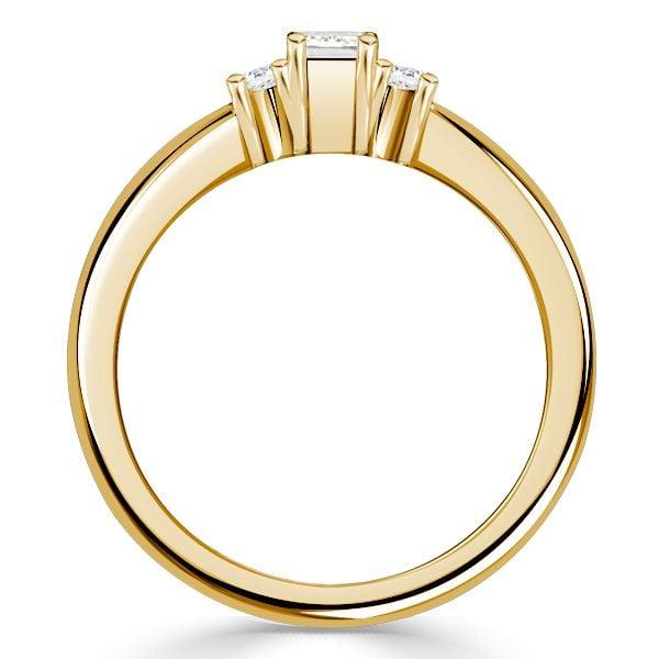 Baguette Cut Three Stone Ring, 18K Gold Plated Sterling Silver Travel Wedding Band
