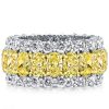Two-Tone Sterling Silver Yellow Sapphire Oval Eternity Wedding Band