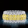 Two-Tone Sterling Silver Yellow Sapphire Oval Eternity Wedding Band