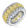 Two-Tone Sterling Silver Yellow Sapphire Oval Eternity Wedding Band