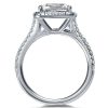 Double Row Radiant Created White Sapphire Engagement Ring in Sterling Silver