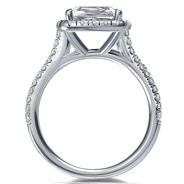 Double Row Radiant Created White Sapphire Engagement Ring in Sterling Silver