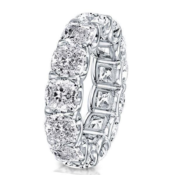 Cushion Cut White Sapphire Eternity Wedding Band - Sterling Silver
