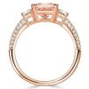 Emerald Cut Morganite Promise Ring in 18K Rose Gold Plated Sterling Silver