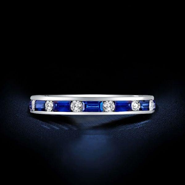 Eternity Alternating Baguette and Round Cut Wedding Band in Sterling Silver (2.95 CTW)