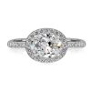 East West Oval Cut Halo Engagement Ring in Sterling Silver with 1.53 CTW Stones