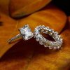 Classic Cushion Created White Sapphire Bridal Set in Sterling Silver
