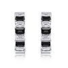 Emerald Cut Black & White Hoop Earrings - Sterling Silver