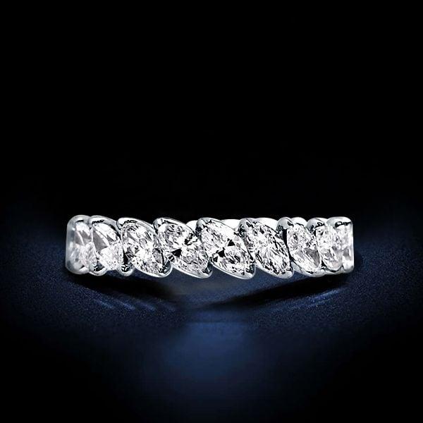 Eternity Marquise Cut Created White Sapphire Wedding Band in Sterling Silver