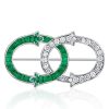 Emerald & Sapphire Intertwined Brooch - Antique Style Sterling Silver Plated