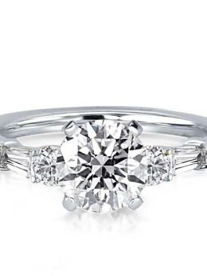 Classic Five Stone Created White Sapphire Engagement Ring 3.45 CT TW Sterling Silver