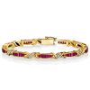 Vintage Style Emerald Cut Ruby Tennis Bracelet - 18K Gold Plated Sterling Silver