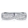 Criss Cross Baguette Sterling Silver Wedding Band - 0.95 CT. TW.