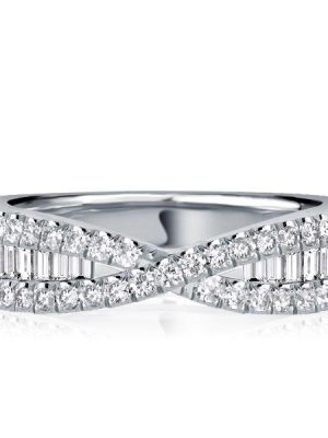 Criss Cross Baguette Sterling Silver Wedding Band - 0.95 CT. TW.