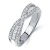 Criss Cross Baguette Sterling Silver Wedding Band - 0.95 CT. TW.