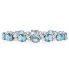 Aquamarine & White Sapphire Sterling Silver Tennis Bracelet for Women (6-9 inch)