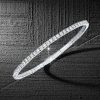 7 Inch 925 Sterling Silver Flexible Bangle Bracelet for Women with 4.56 CT. TW Stones