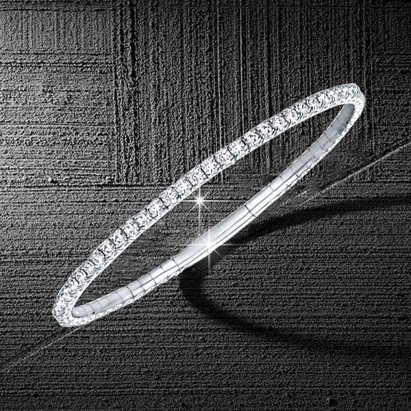 7 Inch 925 Sterling Silver Flexible Bangle Bracelet for Women with 4.56 CT. TW Stones