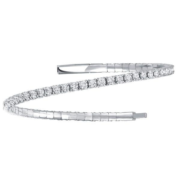7 Inch 925 Sterling Silver Flexible Bangle Bracelet for Women with 4.56 CT. TW Stones