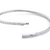 7 Inch 925 Sterling Silver Flexible Bangle Bracelet for Women with 4.56 CT. TW Stones