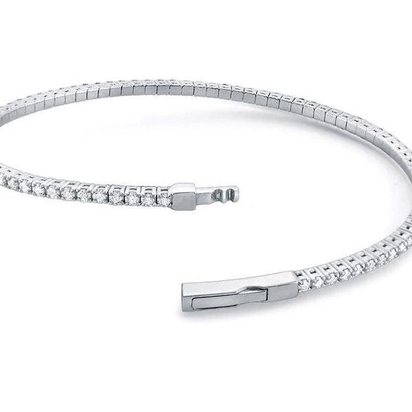 7 Inch 925 Sterling Silver Flexible Bangle Bracelet for Women with 4.56 CT. TW Stones