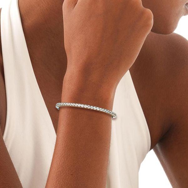 7 Inch 925 Sterling Silver Flexible Bangle Bracelet for Women with 4.56 CT. TW Stones