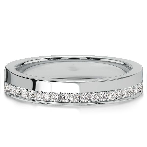 Dainty Inside-Edge Half Eternity Stackable Ring - Sterling Silver Band, 0.20 CT. TW.