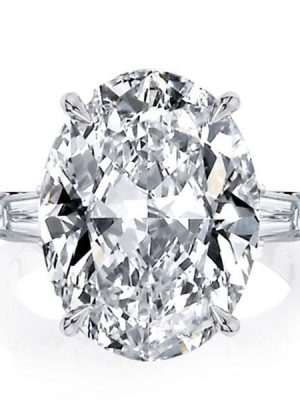 Oval Three Stone White Sapphire Engagement Ring - Sterling Silver