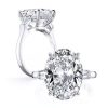 Oval Three Stone White Sapphire Engagement Ring - Sterling Silver