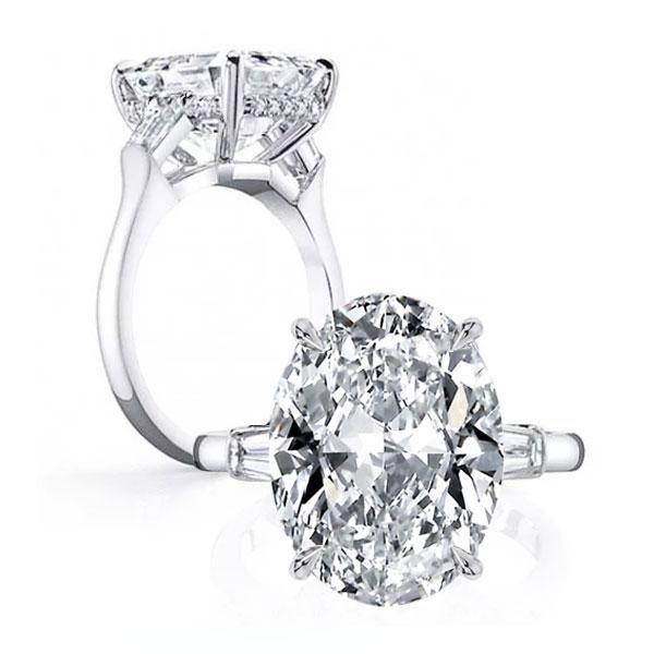 Oval Three Stone White Sapphire Engagement Ring - Sterling Silver