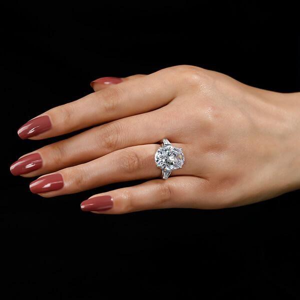 Oval Three Stone White Sapphire Engagement Ring - Sterling Silver