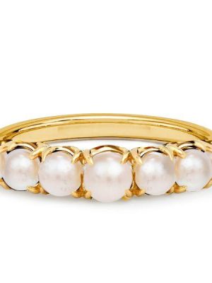 Golden Pearl Ring - 18K Gold Plated Sterling Silver Pearl Jewelry for Women