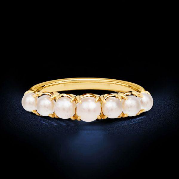 Golden Pearl Ring - 18K Gold Plated Sterling Silver Pearl Jewelry for Women