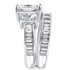 Sterling Silver Three Stone Created White Sapphire Bridal Set (7.01 CT TW)