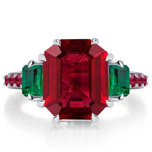 Ruby 3-Stone Ring Sterling Silver Promise Engagement Ring