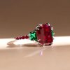 Ruby 3-Stone Ring Sterling Silver Promise Engagement Ring