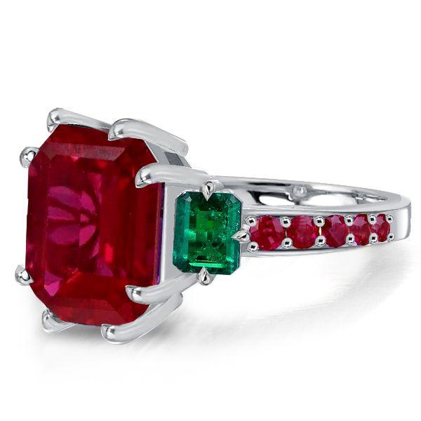 Ruby 3-Stone Ring Sterling Silver Promise Engagement Ring