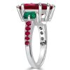 Ruby 3-Stone Ring Sterling Silver Promise Engagement Ring