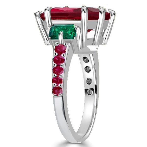 Ruby 3-Stone Ring Sterling Silver Promise Engagement Ring
