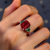Ruby 3-Stone Ring Sterling Silver Promise Engagement Ring