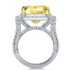 Split Shank Radiant Cut Yellow Double Halo Engagement Ring in Rhodium Plated Sterling Silver