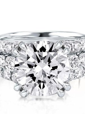 Round Cut Sterling Silver Double Prong Engagement Ring - 6.84 Carat
