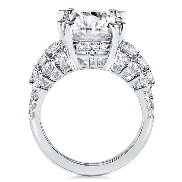 Round Cut Sterling Silver Double Prong Engagement Ring - 6.84 Carat