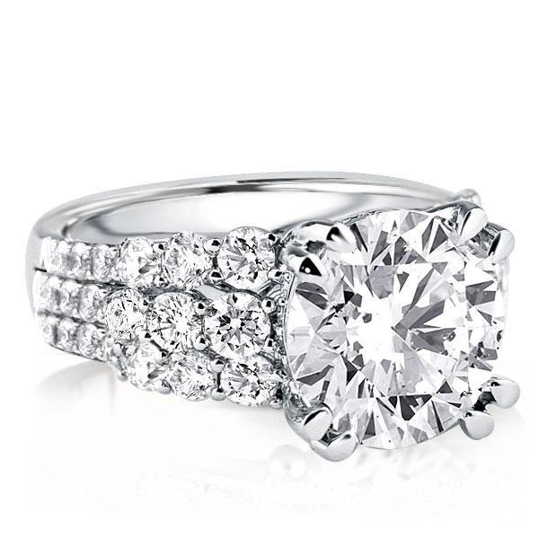 Round Cut Sterling Silver Double Prong Engagement Ring - 6.84 Carat