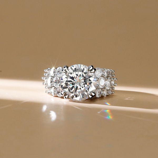 Round Cut Sterling Silver Double Prong Engagement Ring - 6.84 Carat