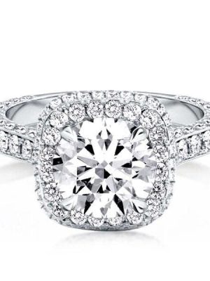 Halo Engagement Ring | 2.70 CT Center Stone | 925 Sterling Silver with Rhodium Finish