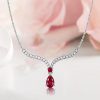 Sterling Silver V-Shaped Pear Cut Ruby Pendant Necklace for Women