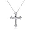 White Sapphire Cross Necklace for Women - Sterling Silver (Choose Chain Length)