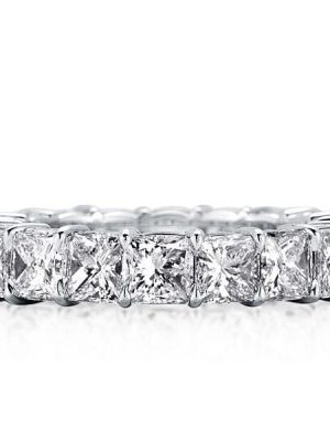 Princess Cut Eternity Wedding Band in Sterling Silver with 4.25 CT. TW. Simulated Diamonds